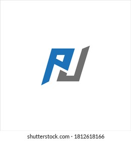 PJ or JP Unique modern flat abstract logo design with blue and gray color.