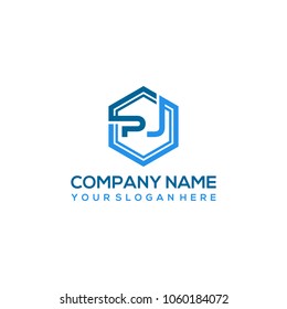 PJ logo letter initial, Abstract polygonal Background Logo,