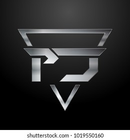 PJ Logo, Metal Logo, Silver Logo, Monogram, Polygon