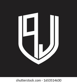 PJ Logo monogram with emblem shield design isolated on black background