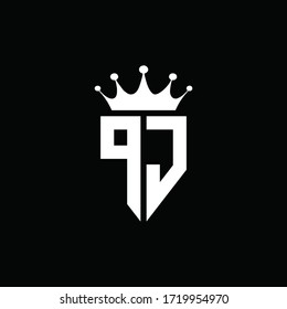 PJ logo monogram emblem style with crown shape design template