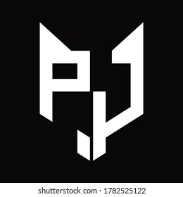 Monograma de logotipo PJ con plantilla de diseño de forma de cabeza de zorro