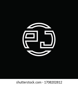Monograma del logotipo PJ con espacio negativo y diseño redondeado