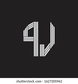 PJ Logo monogram with outline style linked isolated on black background