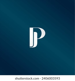 Logo de PJ. Diseño P J. Carta blanca de PJ. Diseño del logo de la carta PJP J. Letra inicial logotipo de monograma en mayúscula del círculo PJ enlazado.