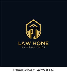 Logotipo inicial de monograma PJ para lawhiener con diseño de hogar de forma