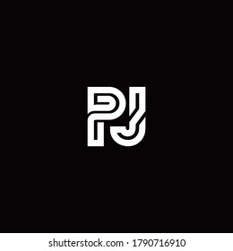 PJ monogram logo with abstract line design template