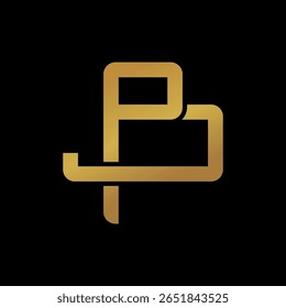PJ monogram logo in gold on black background with geometric symmetry. Perfect for luxury branding, corporate identity, and premium business logos.
