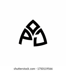 Logo de monograma PJ con plantilla de diseño de estilo triangular moderna aislado en fondo blanco