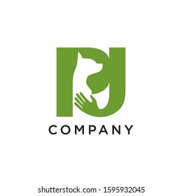 pj  pet initial logo design vector