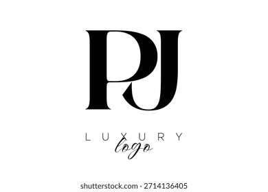 Letra Serif PJ Monogram Tipografia Logotipo para identidade de marca premium elegante