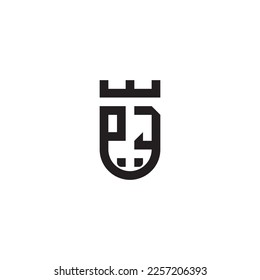 PJ shield concept retro logo in high quality professional design that will print well across any print media