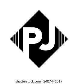 PJ text logo arrow icon