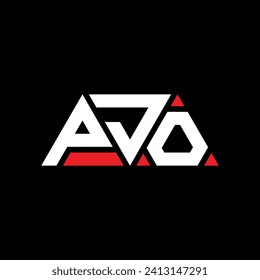PJO triangle letter logo design with triangle shape. PJO triangle logo design monogram. PJO triangle vector logo template with red color. PJO triangular logo Simple, Elegant, and Luxurious design.