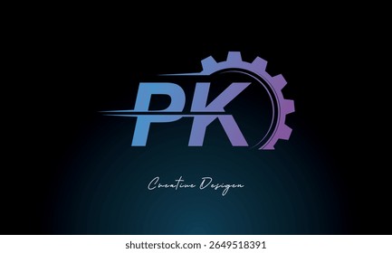 PK Gear Fusion Logo – Industrial Tech-Inspired Letter mark Futuristic Industrial Letter Mark Design for Technology and Engineering Brands.