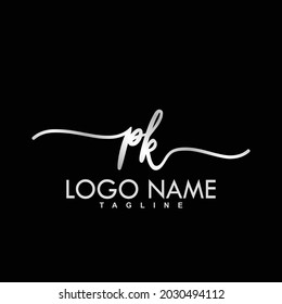 PK Initial Handwriting Logo Design Vector