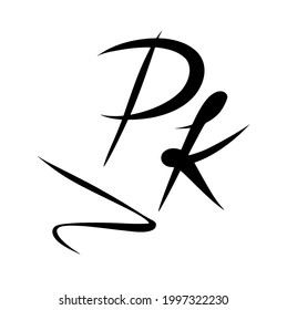 Pk initial handwritten logo for identity