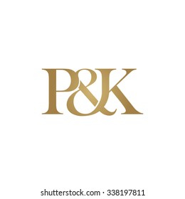 P&K Initial logo. Ampersand monogram golden logo