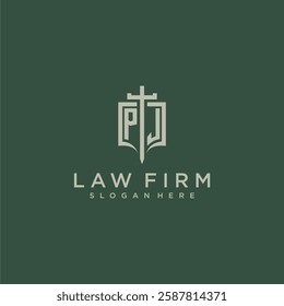 PK initial monogram for law firm with sword and shield logo image