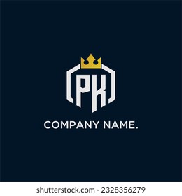 PK initial monogram logo design for hexagon style  crown elegant image