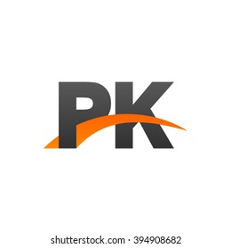 PK initial overlapping swoosh letter logo black orange