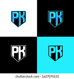 Pk Initial Shield Sport Logo Design