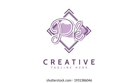 PK Initials, handwriting logo vector