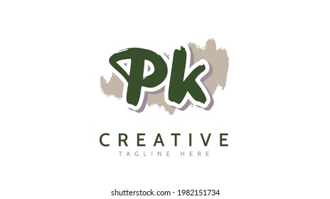 PK Initials, handwriting logo vector
