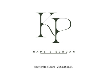 Monograma del logotipo de las letras abstractas PK, KP