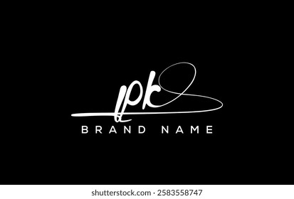PK letter beauty handwriting vector logo. 
