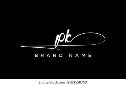 PK letter beauty handwriting vector logo. 
