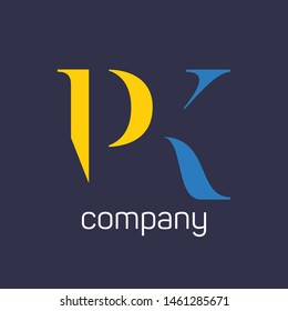 PK logo. Company logo. Monogram design. Letters P and K.
