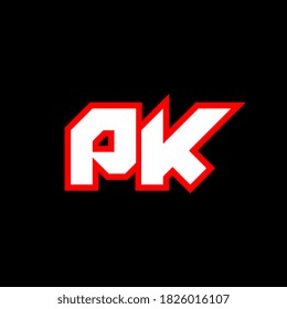 Diseño del logo PK, diseño de la carta PK inicial con estilo de ciencia ficción. Logo de PK para juegos, deportes, tecnología, digital, comunitaria o empresarial. P K ostenta el alfabeto italiano moderno. Tipografía de estilo urbano.