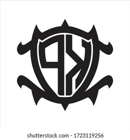 PK Logo monogram isolated with frame shield shape design template