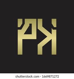 PK Logo with squere shape design template with gold colors