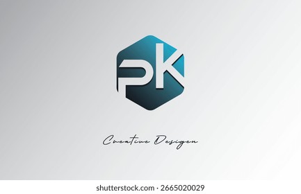 PK Minimal Polygon Shape Abstract Negative Space Symbol for Branding Use"