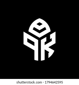 Logo de monograma PK con forma de ciprés plantilla de diseño de estilo lujoso