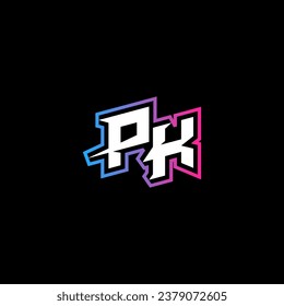 PK-Logo-Design mit abstraktem Formkonzept in Vektorgrafik