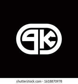 PK monogram logo with an oval style on a black background	