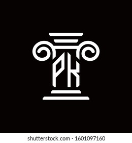 PK monogram logo with pillar style design template