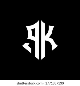 PK monogram logo with a sharp shield style design template