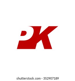 PK negative space letter logo red