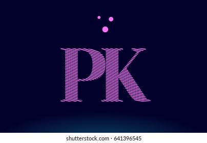 pk p k alphabet letter logo pink line stripes magenta purple blue font creative text dots company vector icon design template