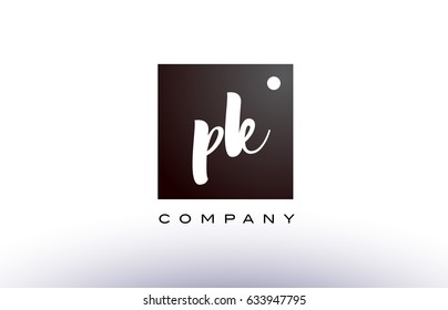 PK P K black white handwritten handwriting alphabet company letter logo square design template dot dots creative abstract