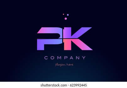 pk p k creative color blue background pink purple blue magenta alphabet letter company logo vector icon design