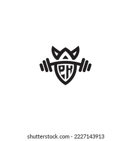PK simple line fitness gym concept in high quality professional design that will print well across any print media
