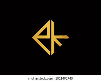 PK square shape Gold color logo
