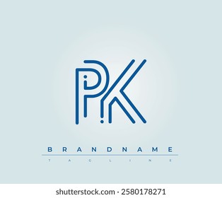 PK Technology Letter Logo Template. This tech letter logo is a graphic mark that uses letters to represent a technology company.