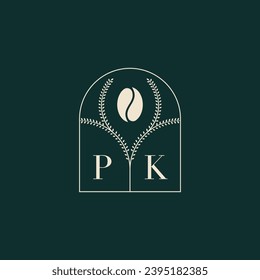 PK Unique and simple logo design combination of letters and coffee bean