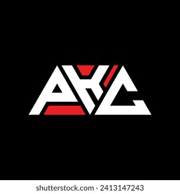 PKC triangle letter logo design with triangle shape. PKC triangle logo design monogram. PKC triangle vector logo template with red color. PKC triangular logo Simple, Elegant, and Luxurious design.